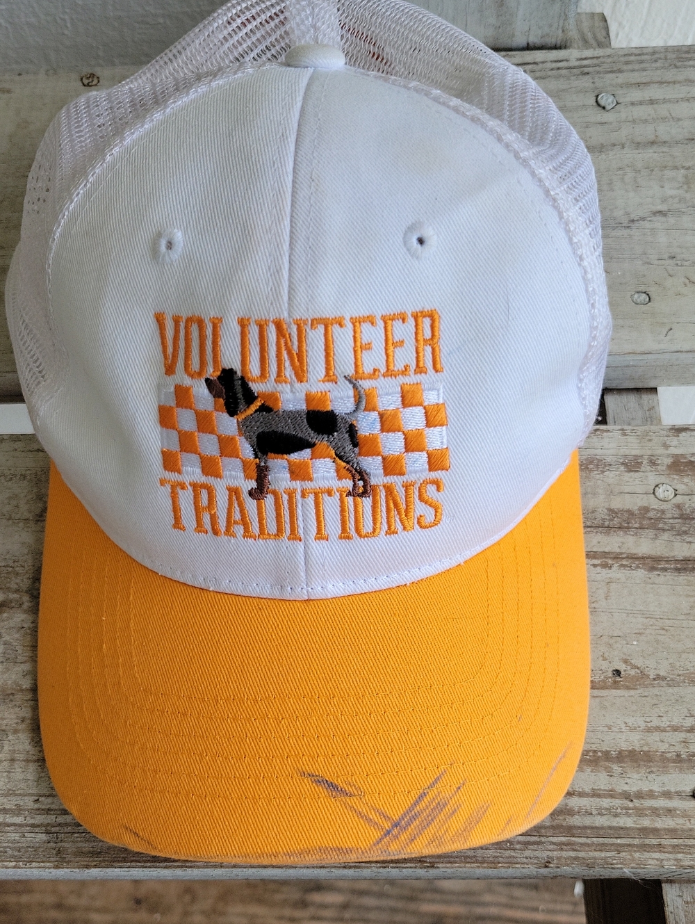 Volunteer Tennesse Smokey Football White and Orange Dog Snapback Hat